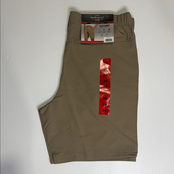 Vintage Weatherproof Vintage Tan Tech Shorts size 34 Zipper Bag - Picture 1 of 7
